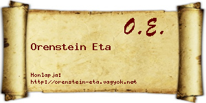 Orenstein Eta névjegykártya